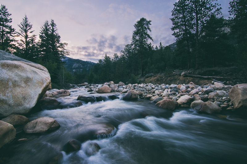 blurred motion, river, no people, geological formation, scenics - nature, beauty in nature, stream - flowing water, sky, riverbed, rock - object, power in nature
