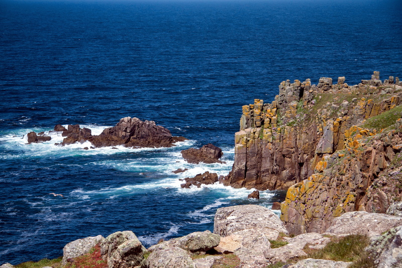 rocky coastline, outdoors, rock formation, atlantic, sea, horizon, tranquil scene, land, water, rocky coast, tranquility, cornwall, no people, scenics - nature