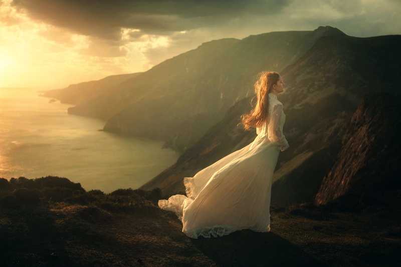 dress, The Journey, mountains, TJ Drysdale, girl, 1080P, the wind