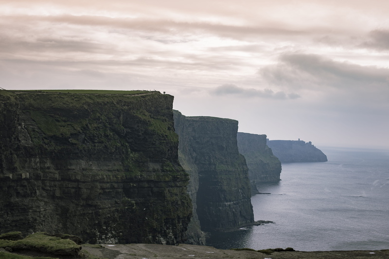 countryside, travel, eroded, day, cliffs, overcast, cliffs of moher, stack rock, solid, 4K, sea, tranquil scene, ocean, clouds, nature, horizon over water