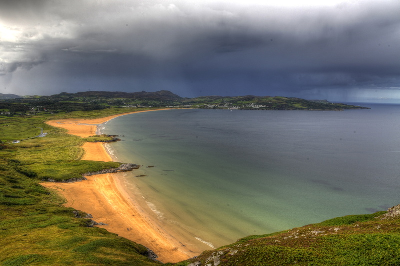 coast, Bay, Ireland, panorama, clouds, 4K, Portsalon, sea, Donegal