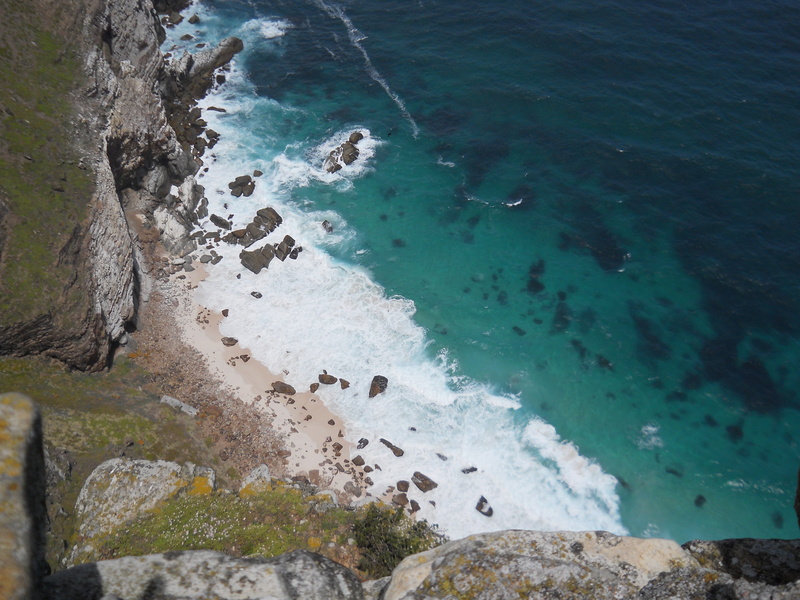 turquoise colored, water, outdoors, rock, wave, sea, tranquil scene, coast, view, south africa, ocean, land, day, rock - object, view from above, motion