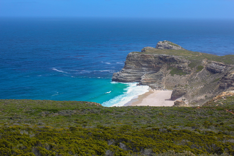 cliff, cape of good hope, non-urban scene, beach, day, horizon over water, high angle view, water, outdoors, tranquility, cape town, horizon, no people