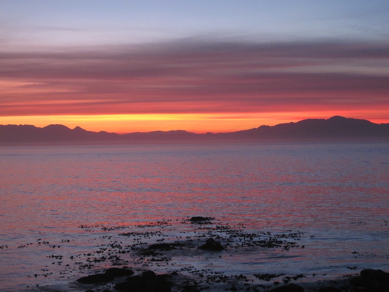 scenics - nature, orange color, sunset, nature, rock, remote, solid, cloud - sky, sky, tranquility, mountain, sea, romantic sky, tranquil scene, non-urban scene