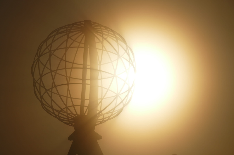 globe, vignette, lighting equipment, nordkap rock, norway, sky, close-up, light - natural phenomenon, no people, nature, north cape, copy space, globe - man made object