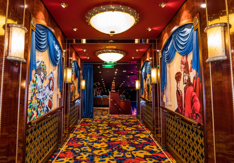 tourist, nightlife, boat, hallway, multi colored, the way forward, flooring, large group of objects, cruise ship, colorful, no people, art and craft, travel