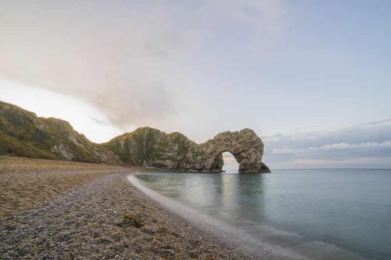sea, rock - object, arch, tranquility, sky, 5K, land, water, wareham, united kingdom, scenics - nature, day, nature, mountain, idyllic, cloud - sky, non-urban scene