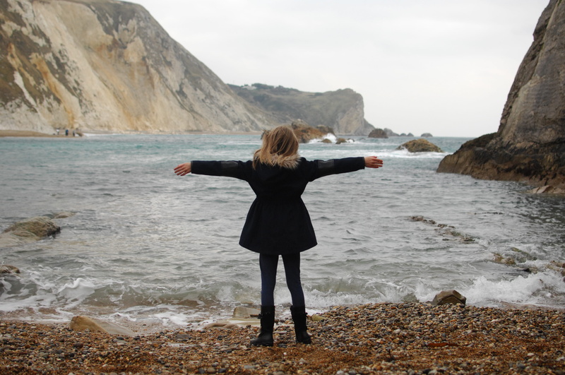 water, united kingdom, standing, 4K, women, land, scenics - nature, young women, beauty in nature, leisure activity, rock - object, sea, solid, one person