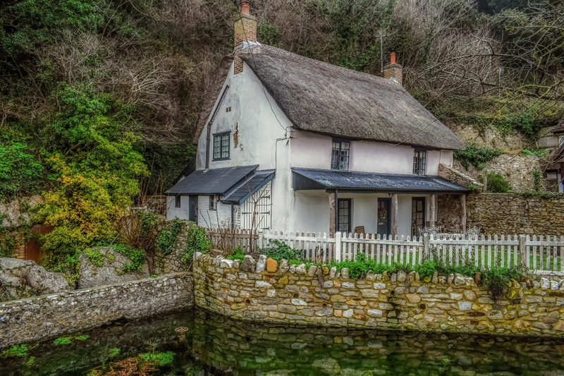 boundary, water, village, plant, house, building, day, dorset, architecture, residential district, pond, garden, no people, built structure, uk, nature