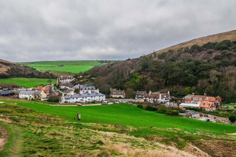 plant, outdoors, beauty in nature, england, field, lulworth cove, traditional, built structure, 5K, no people, grass, village, environment, land, uk, landscape