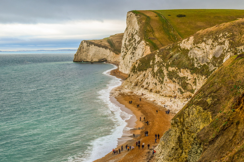 5K, day, uk, beauty in nature, land, coast, jurassic coast, non-urban scene, water, cliffs, rock formation, clouds, sea, tranquility, ocean, horizon over water