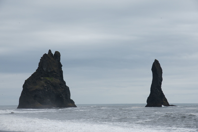 tranquil scene, horizon, coastline, iceland, tranquility, troll, beauty in nature, reynisdrangar, cliff, sea, cloud - sky, no people, stack rock, legend