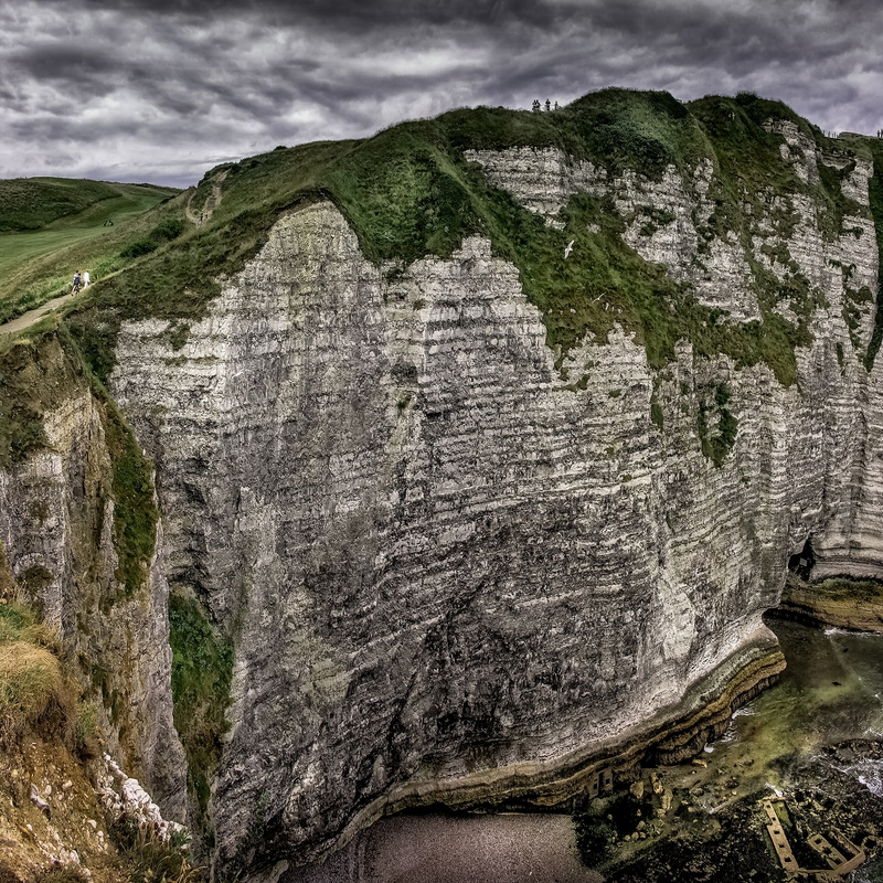 sky, rock, 4K, land, white cliffs, mountain, non-urban scene, cliff, eroded, green, environment, formation, normandy, port, scenics - nature, france, etretat
