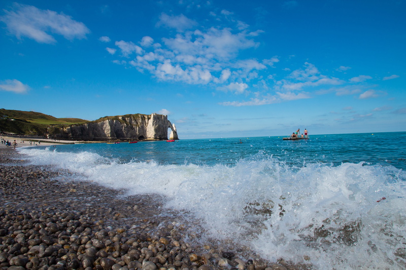 flower, fischer, nature, rock - object, port, land, etretat, france, normandy, sky, sea, beauty in nature, beach, cliffs, rocky coast, abyss, water, outdoors
