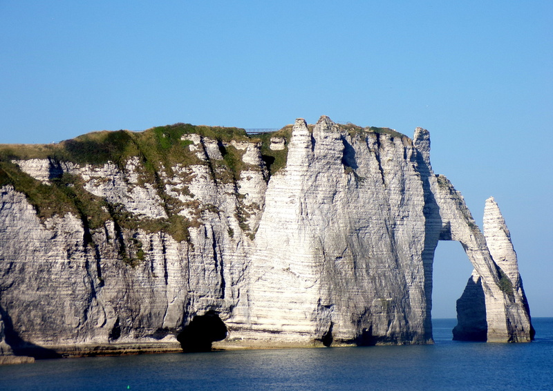 4K, normandy, waterfront, beauty in nature, eroded, beach, sky, rock formation, landscape, etretat, tranquility, scenics - nature, formation, day, cliff