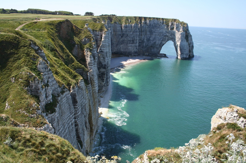 rock - object, water, solid, etretat, sea, travel, 2K, tranquil scene, normandy, outdoors, rocky coastline, arch, beauty in nature, no people, rock formation
