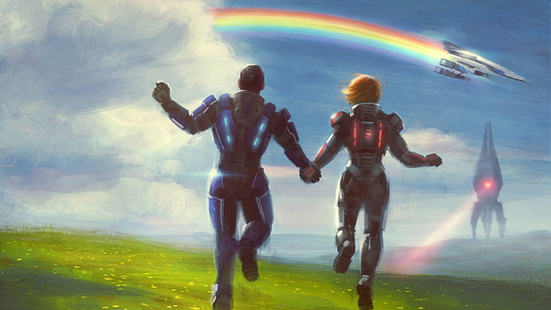 rainbow, reaper, video games, effect, drawing, skipping, mass, hd, normandy, 720P
