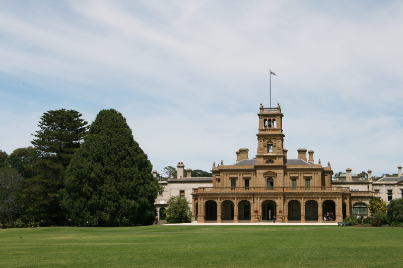 werribee park, victoria australia, outdoors, spire, historical building, garden, park, built structure, education, green color, lawn, architecture, plant