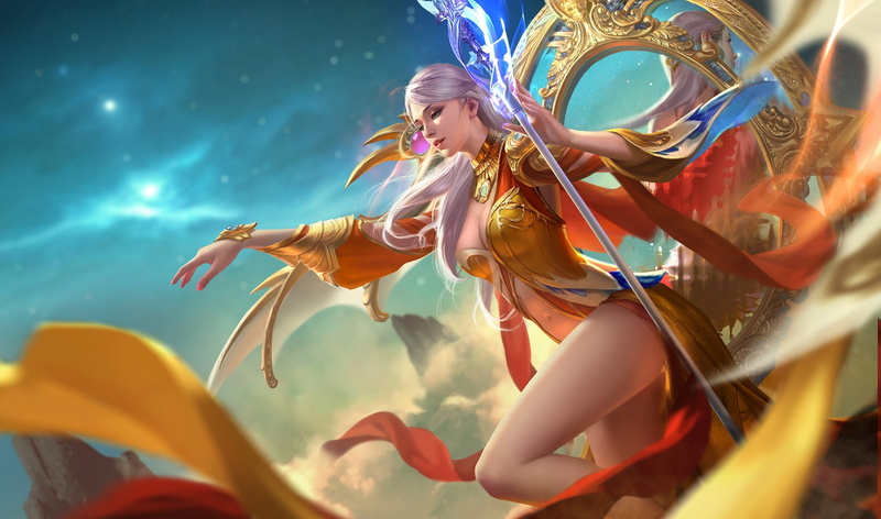 art, goddess Alliance, staff, 1080P, Days mirror the Apostle, costume design, The Apostle of the Celestial mirror, skill, li miao, fantasy, the game