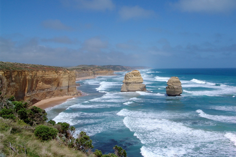 cloud - sky, stack rock, rock, surfing, 2K, solid, coastline, motion, rock formation, horizon, australia, beach, land, rock - object, coast, scenics - nature