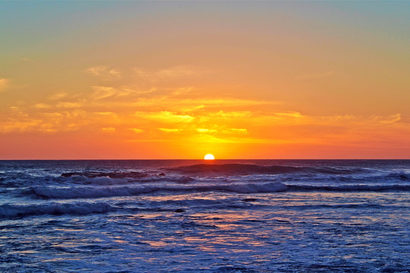 orange color, scenic, horizon over water, waterfront, sand, wave, scenics - nature, ocean, tranquil scene, landscape, sky, land, beach, sunset, idyllic