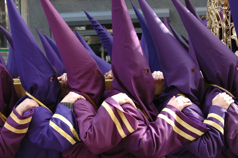 tradition, religion, textile, spain, clothing, celebration, hanging, togetherness, men, easter, in a row, people, real people, indoors, procession, 1080P
