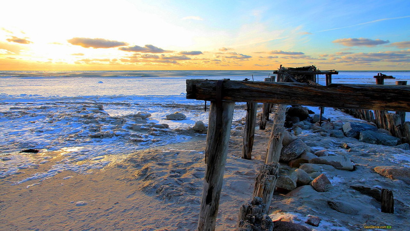 white, winter, old, pier, 1080P, sand, nature and landscapes, beach, broken