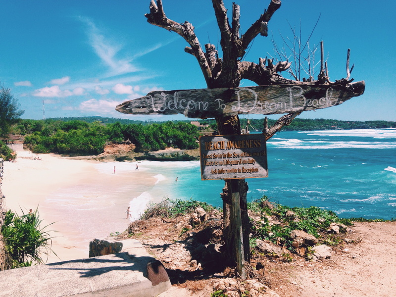 blue landscape, beach landscape, sky, tree, dream beach, plant, bali landscape, bali sunset, no people, information, outdoors, sunlight, indonesia sea
