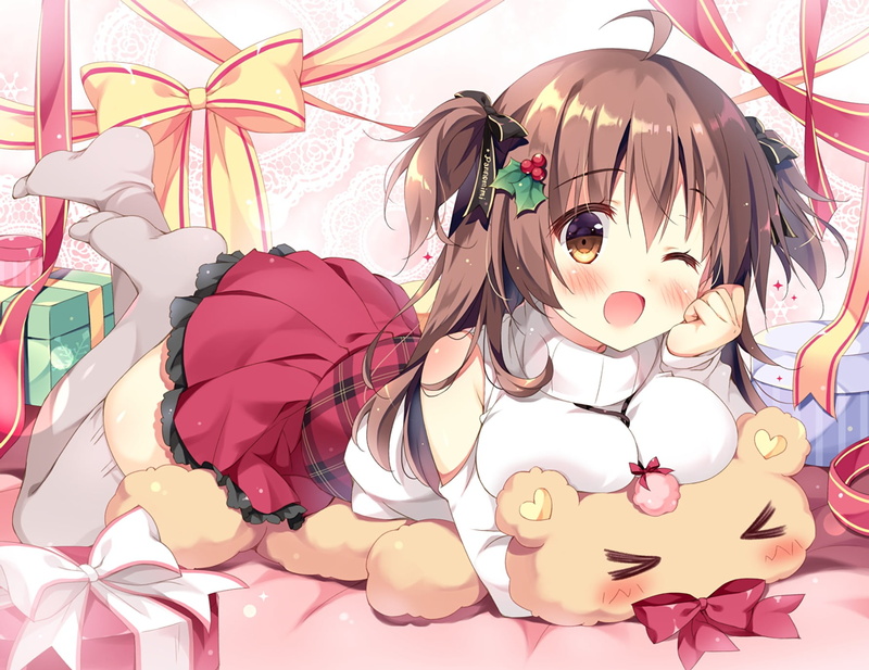 white shirt, brunette, day, childhood, red skirt, indoors, cute, still life, high angle view, 720P, toy, close-up, decoration, multi colored, nature, holiday