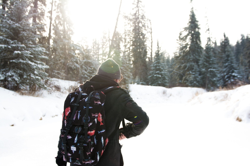 clothing, hat, cold temperature, cold, toque, tree, one person, winter, day, nature, three quarter length, beauty in nature, plant, outdoors, backpack