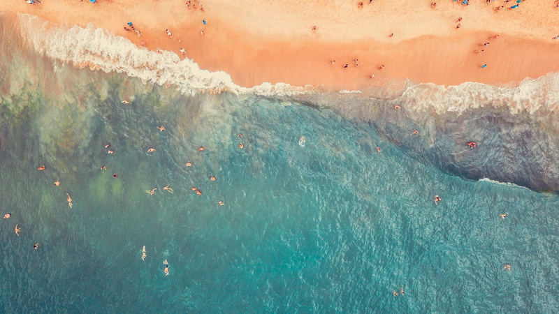 turquoise colored, high angle view, shoreline, 2K, nature, fish, tranquility, reef, no people, tourism, animal, sea life, ocean, aerial, brazil, skin