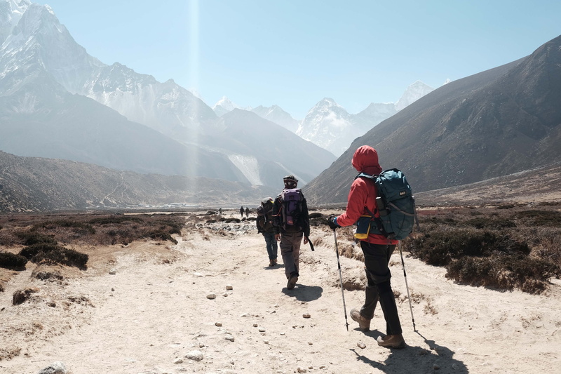 beauty in nature, men, kathmandu, himalayas, walking, mountain ridge, outdoors, summit, adult, activity, hiking, towards, backpacker, hiker, traveling
