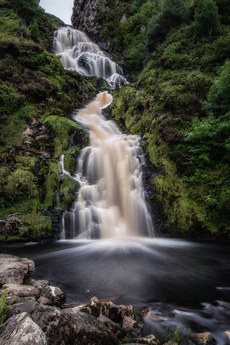 outdoors, blurred motion, assaranca waterfall, tree, grey, motion, rock, nature, flora, rock - object, scenics - nature, ireland, yew, focus, solid, flowing