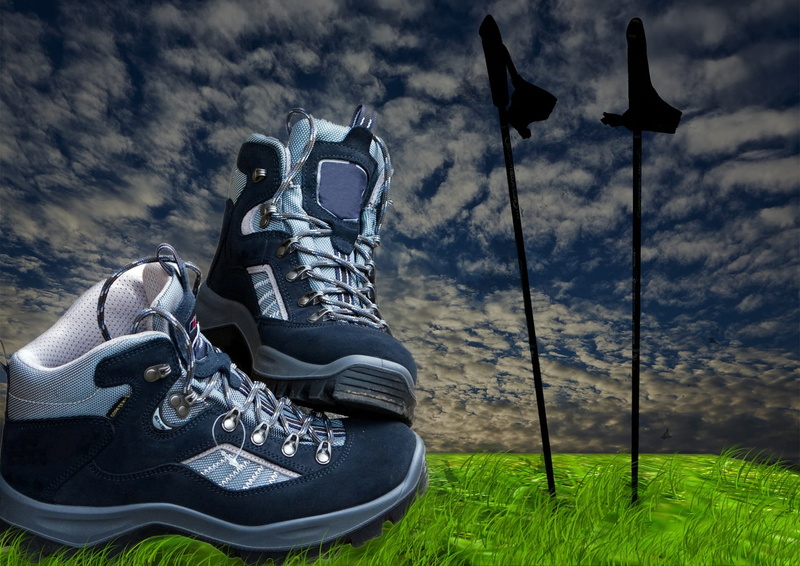 1080P, sports shoe, hiking poles, sport, hiking, sports clothing, sticks, one person, cloud - sky, leisure, grass, walken, black, nature, nordic walking