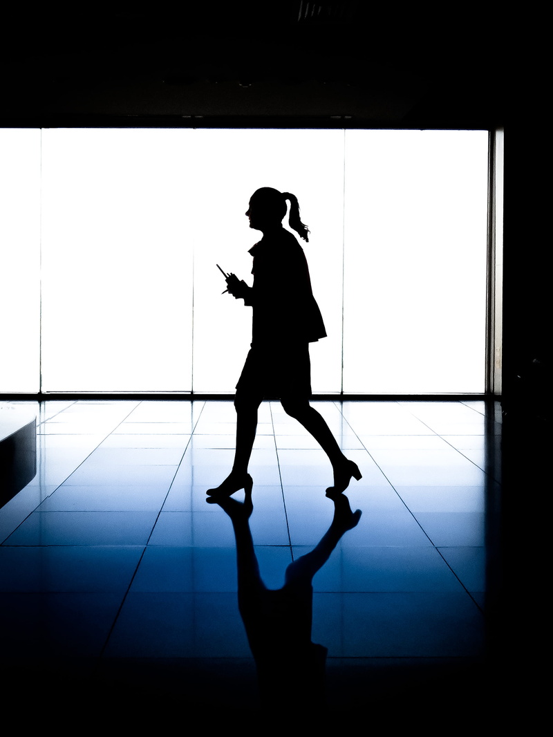 transfer print, tile, glass, reflection, men, one man only, holding, silhouette, wall - building feature, striding, person, standing, tiled floor, day