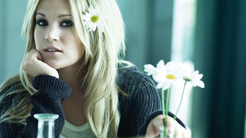 hairstyle, looking away, flower, teenager, one person, long hair, portrait, looking, flowers, Carrie Underwood, adult, celebrity, women, waiting, contemplation