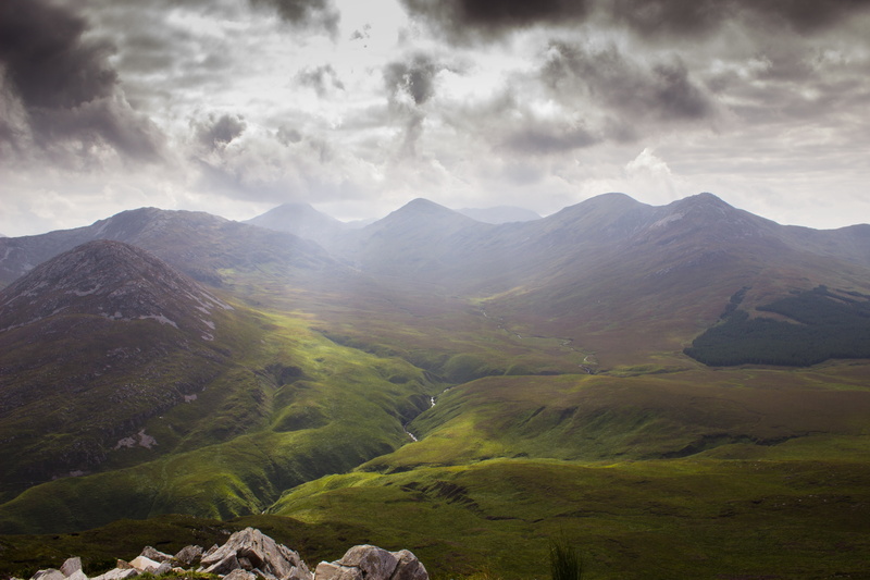 sky, skyt, meadow, green, outdoors, beauty in nature, remote, view, untouched nature, scenics - nature, environment, shadow, summer, ireland, mountain ridge
