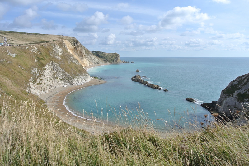 beach, rock, water, tranquil scene, land, 4K, scenics - nature, England, scenics, coastline, bay, day, Dorset, sea, outdoors, sky, no people, horizon