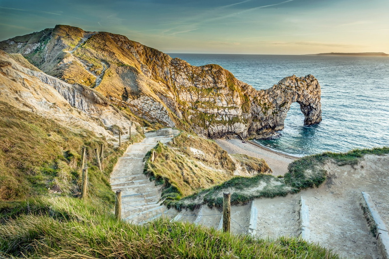 1080P, Earth, Beach, Stairs, Horizon, Nature, England, Durdle Door, Ocean