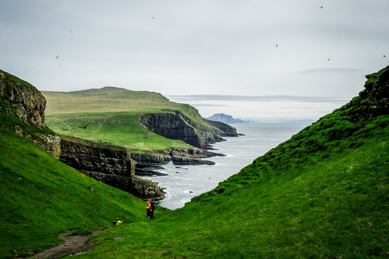 hike, land, 5K, grass, water, idyllic, non-urban scene, day, mykines hólmur lighthouse, tranquil scene, faroe islands, hiking, sky, mountains, outdoors