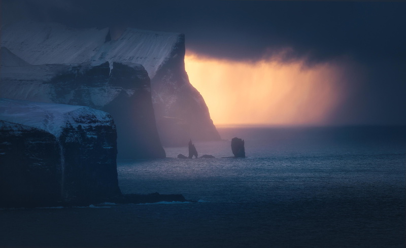 sea, Faroe Islands, cliff, coast, 4K