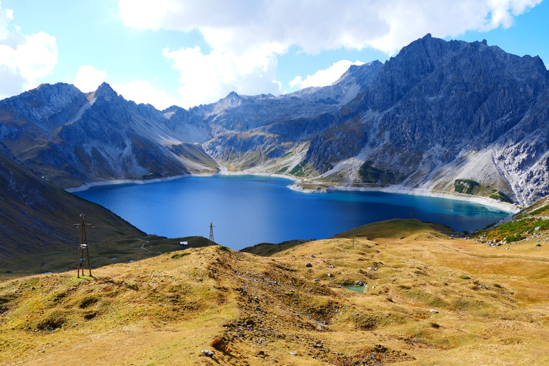 lüner lake, scenics - nature, volcanic crater, building, beauty in nature, remote, sky, reservoir, mountains, no people, nature, artificial, environment
