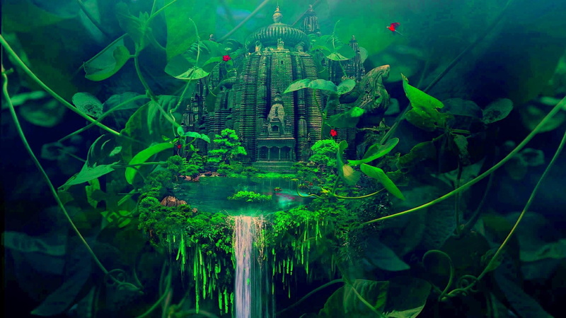 waterfalls, falls, birds, fantasy, 1080P, structure, dream, 3d and abstract