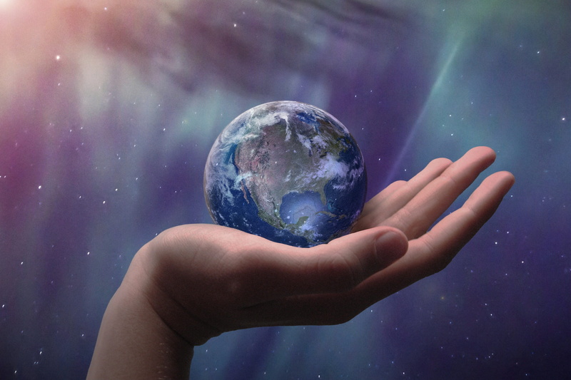 planet earth, cloud - sky, planet, earth, hand, universe, galaxy, star, blue, sky, astronomy, planet - space, environment, outdoors, nature, stars, globe