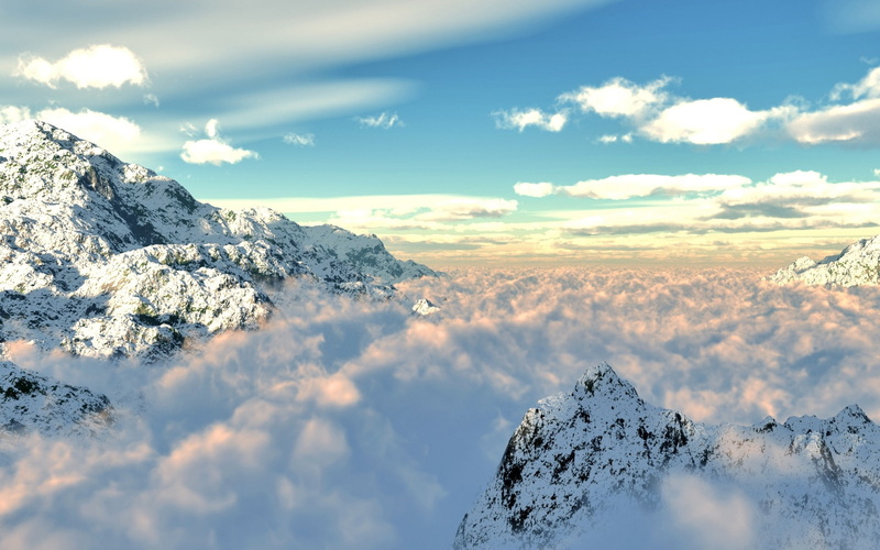 overview, snouw, 1080P, mountain, clouds