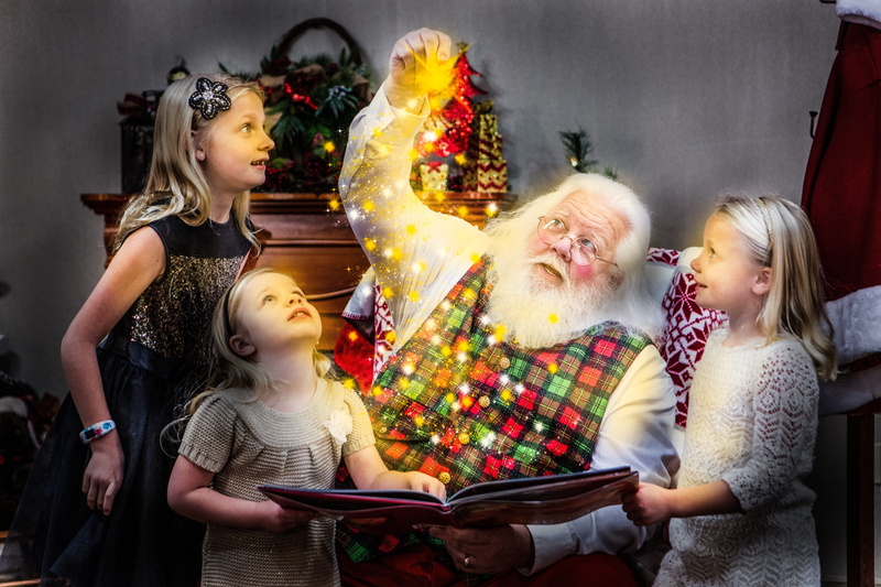 family, magic, women, santa claus, males, men, child, females, storybook, positive emotion, santa experience, christmas, smiling, decoration, indoors, grandchild