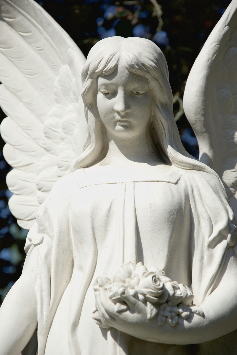 sculpture, religion, spirituality, representation, belief, carving - craft product, craft, spiritual, white, statue, light-essence, 5K, grave, faith, cemetery