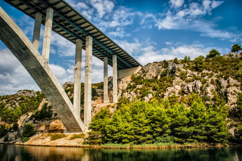 transportation, outdoors, Croatia, architectural column, 2K, water, built structure, Sea, scenics - nature, architecture, steinig, Nature, Bridge, connection