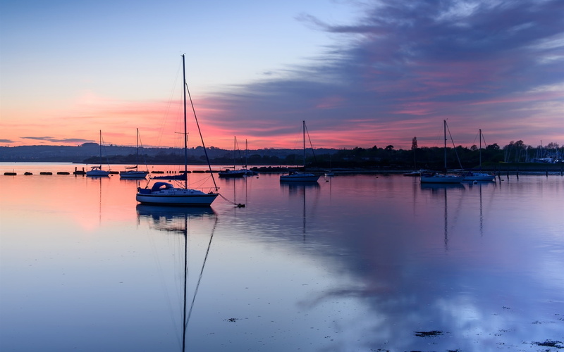 Bay, Hampshire, County, Evening, England, Sunset, Boats, UK, 1080P