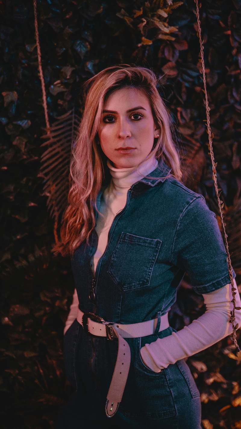 blonde, human, real people, standing, tree, plants, looking at camera, leisure activity, beautiful woman, casual clothing, outdoors, pants, apparel, teenager